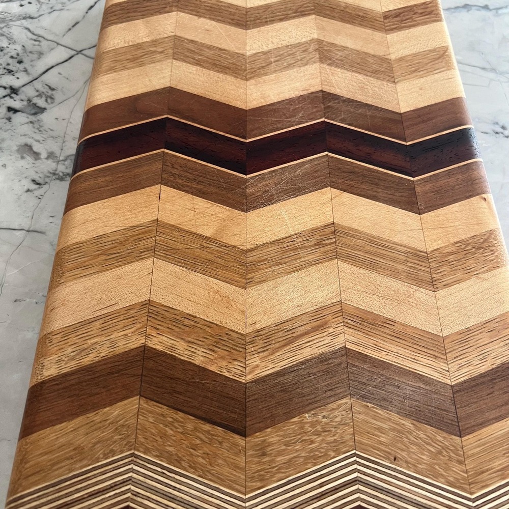 Exotic wood chevron cutting board by David Levy - Picture 2 of 9
